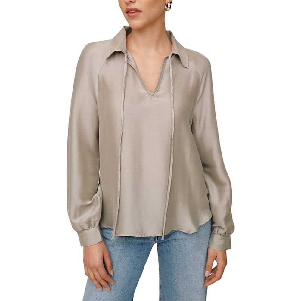 Bella Dahl Womens  Long Sleeve Raglan Silk-Blend Pullover